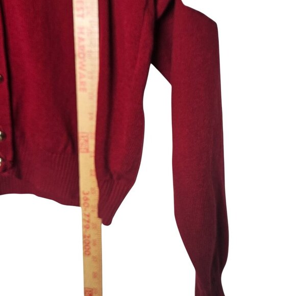 Vintage Red Woolmark Pure New Wool Button-Up Cardigan‎ Sweater Womens Size M - Picture 6 of 8